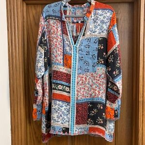 Johnny Was Eulia V Neck Blouse, Style C10220B8, size XL, NWT